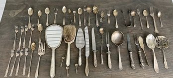 Assorted sterling flatware and vanity