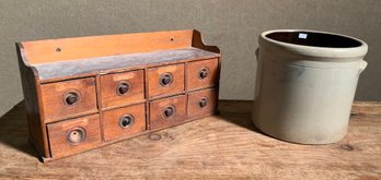 Antique eight drawer hanging spice