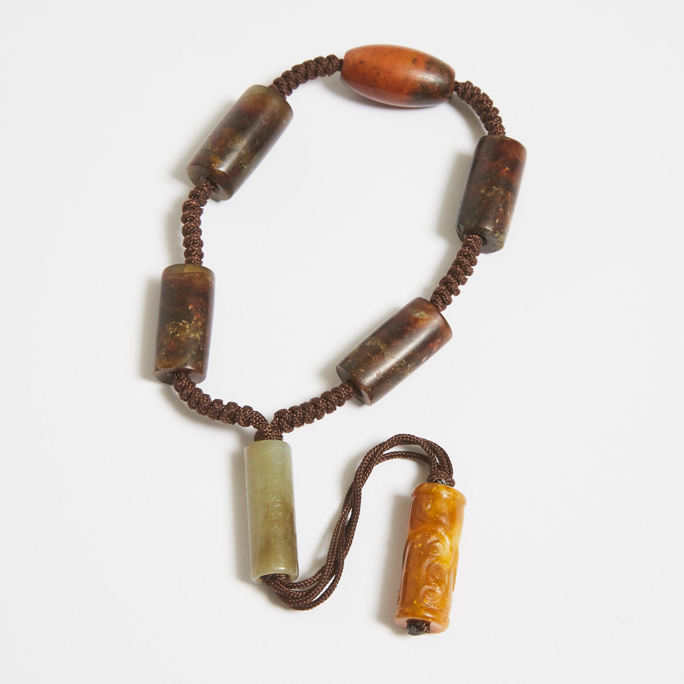 A Strand of Tubular Agate and Hardstone