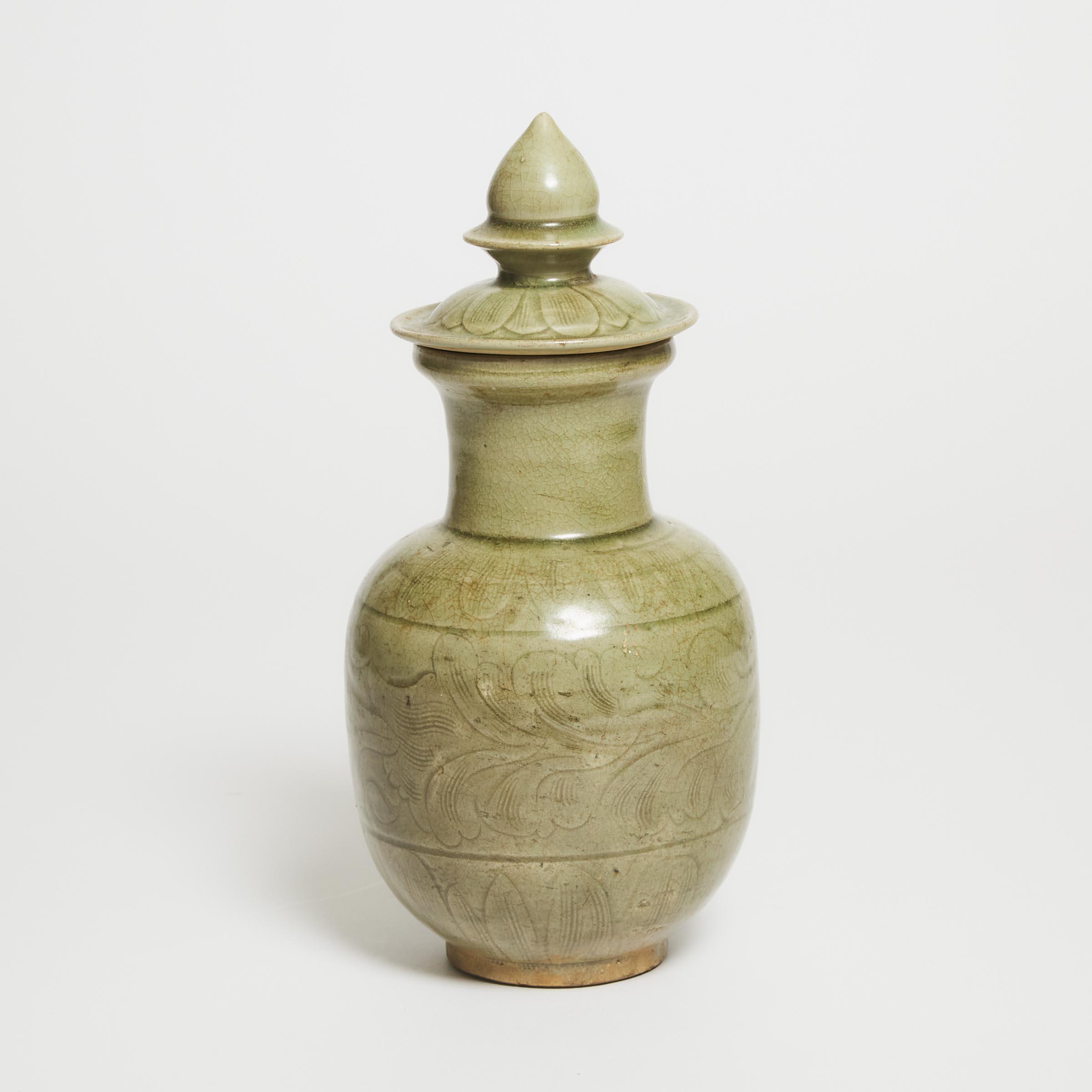 A Longquan Celadon Vase and Cover,