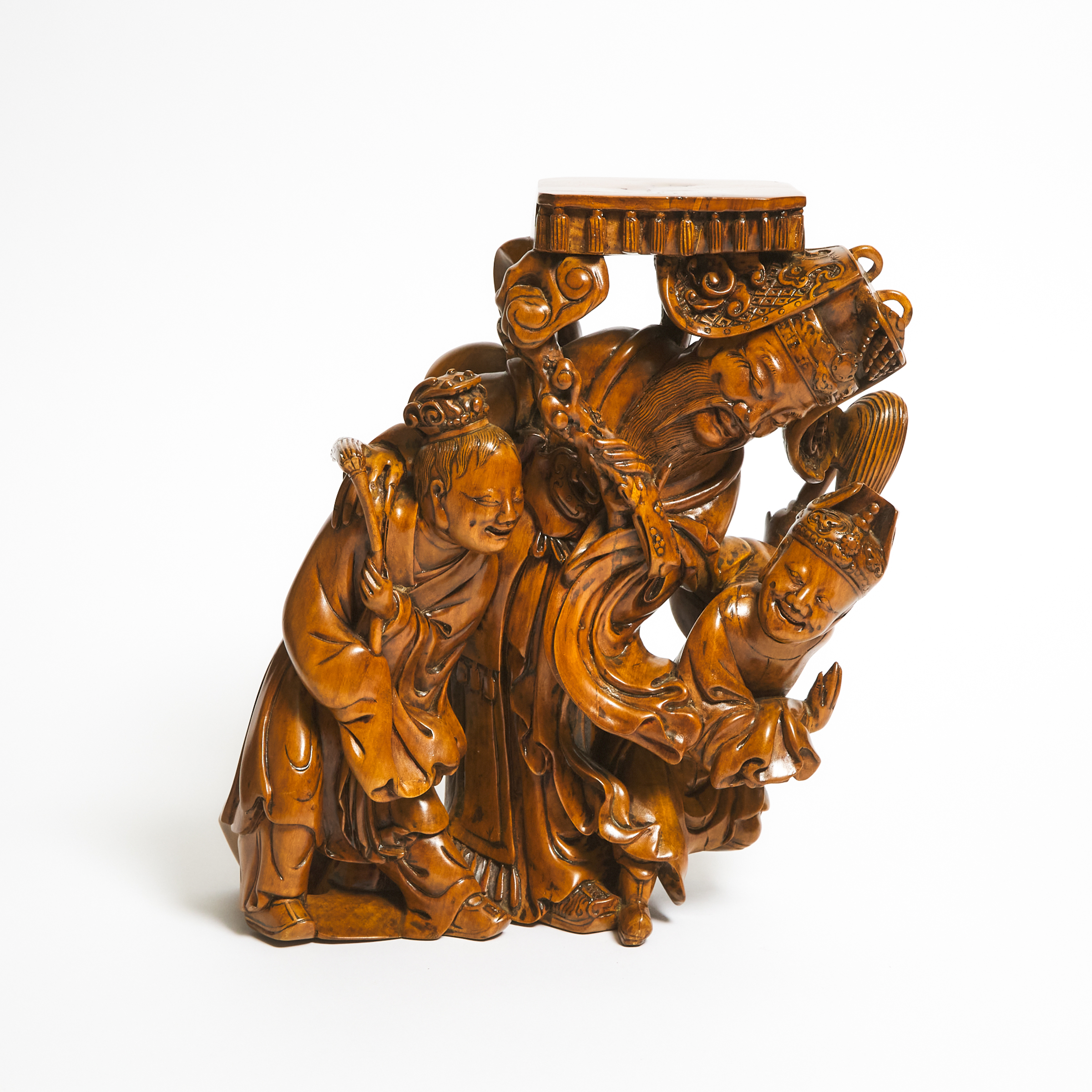 A Large Boxwood Carved 'Figural