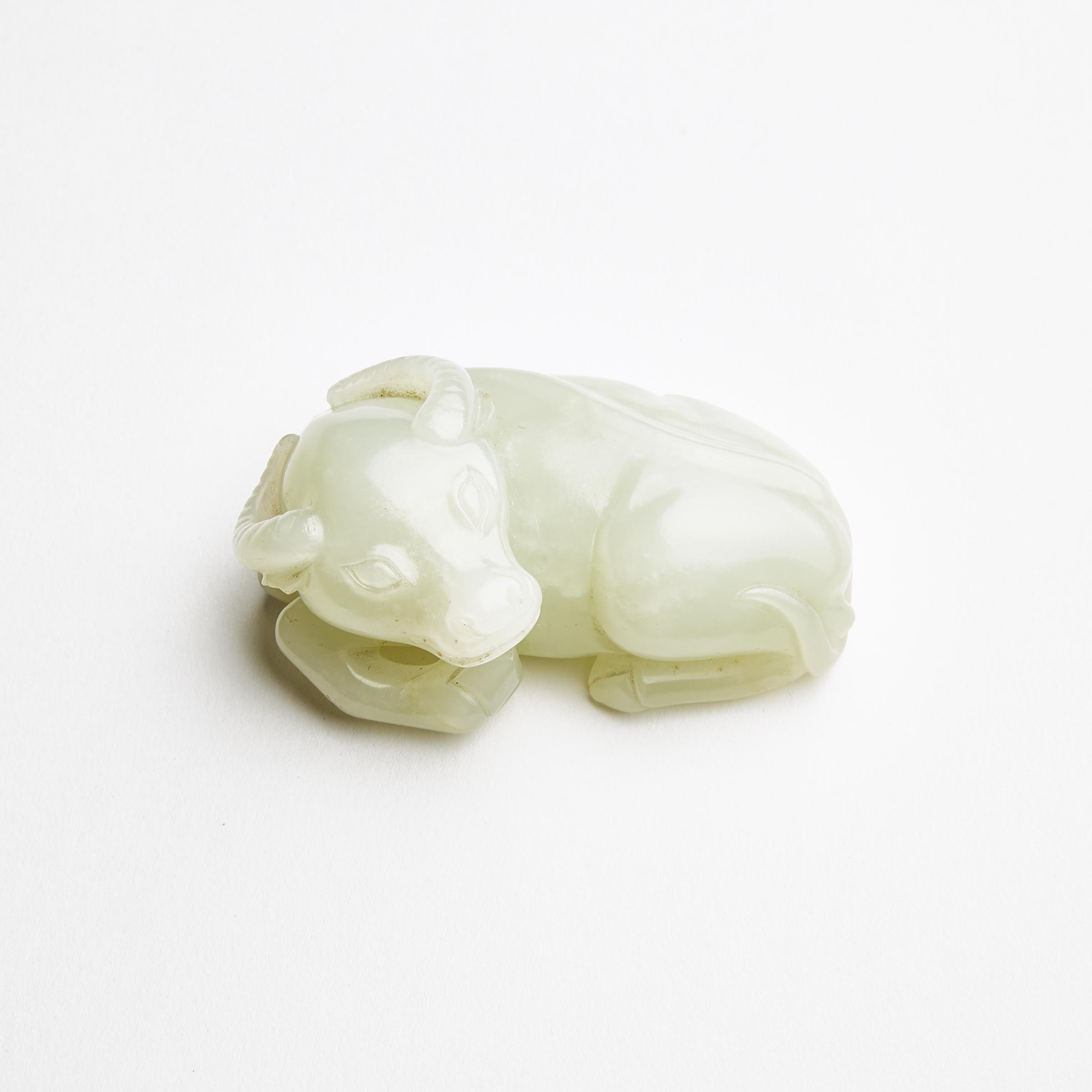 A White Jade Recumbent Buffalo,