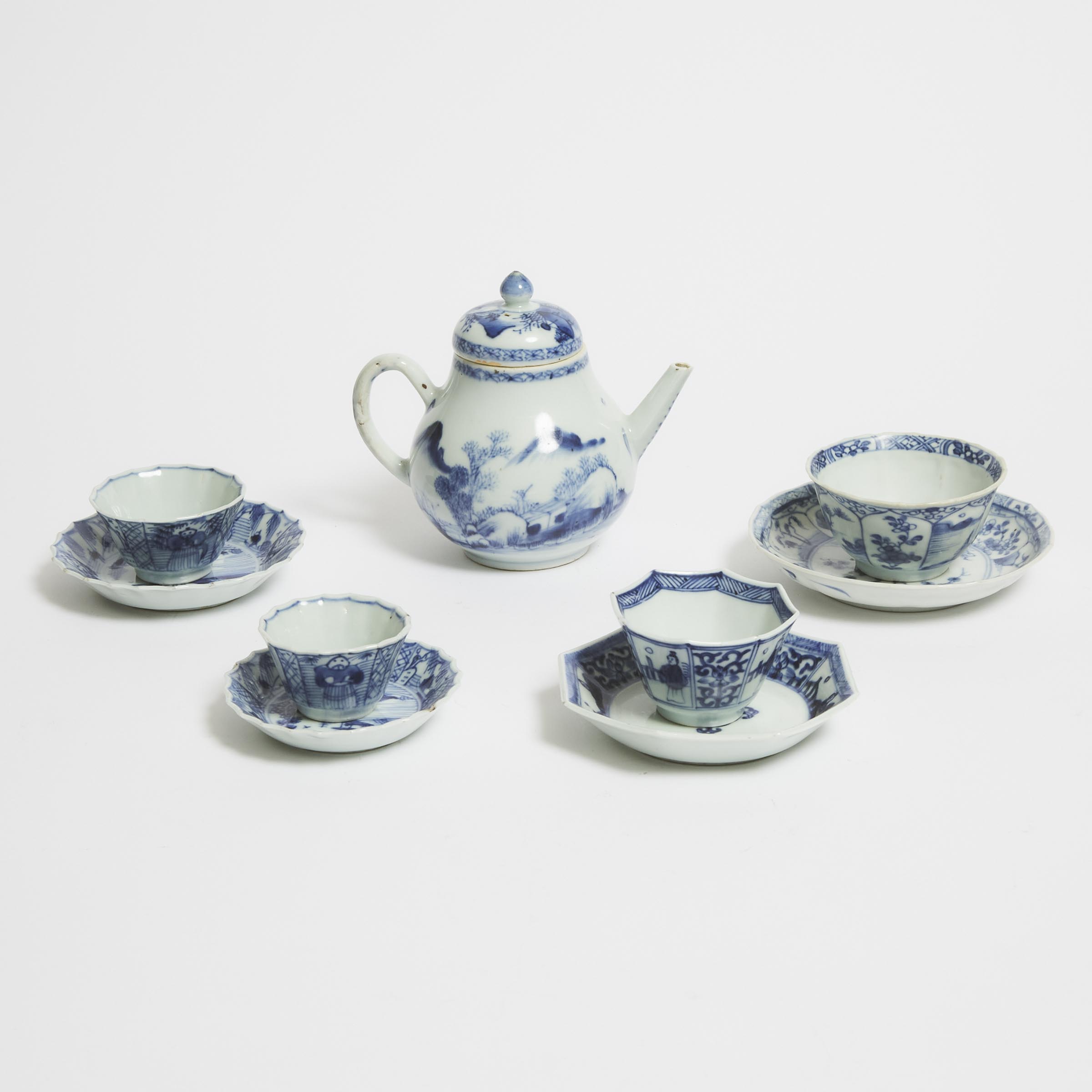Four Sets of Blue and White Cups