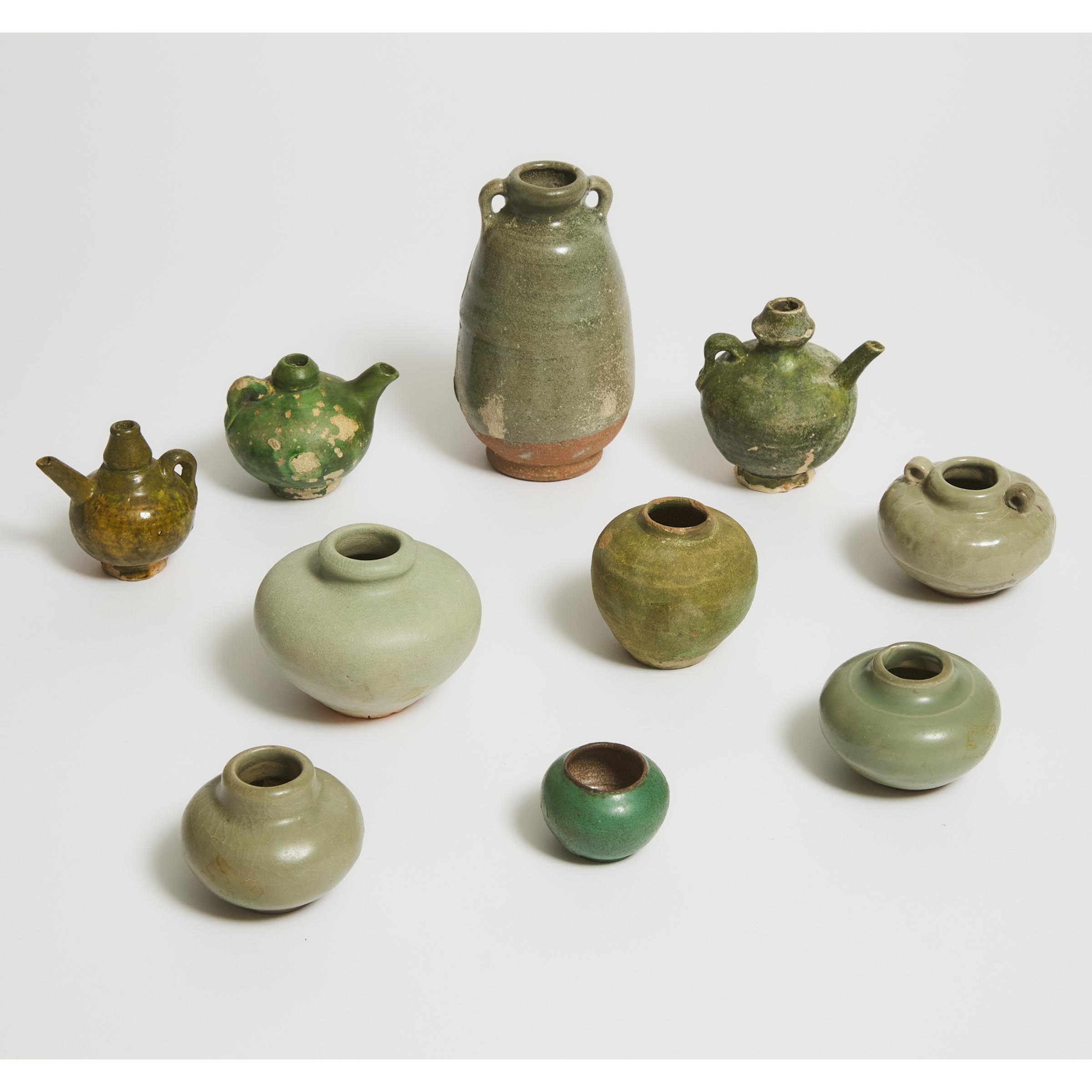 A Group of Ten Miniature Celadon