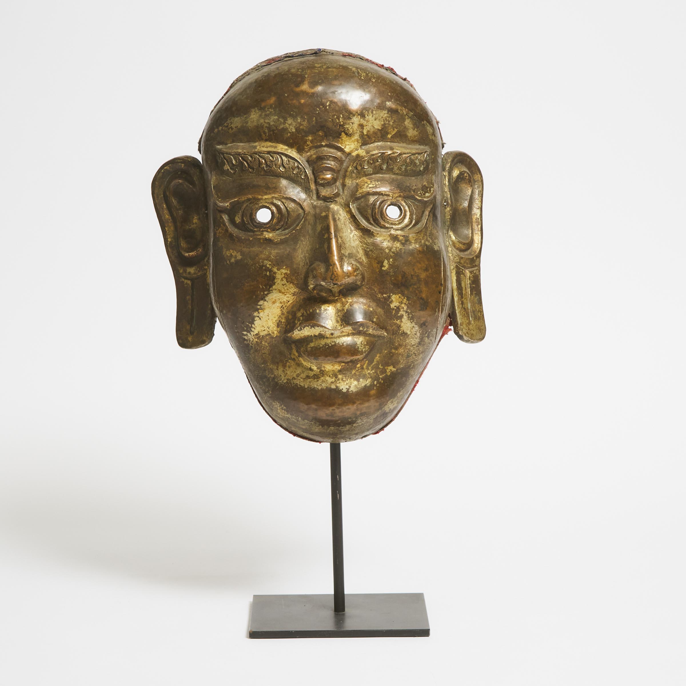 A Large Gilt Bronze Repouss Mask 3aa752