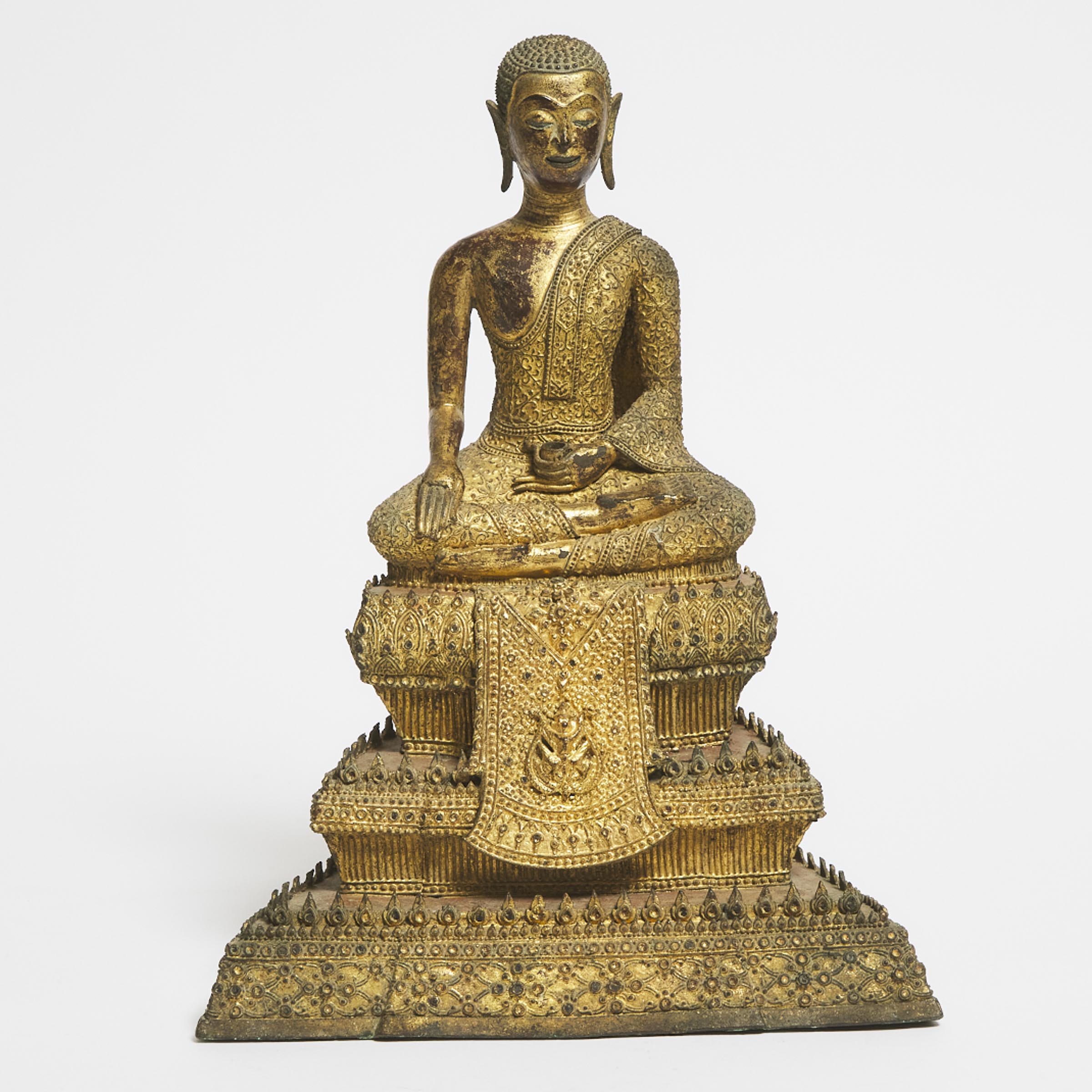 A Gilt Bronze Figure of a Monk, Rattanakosin