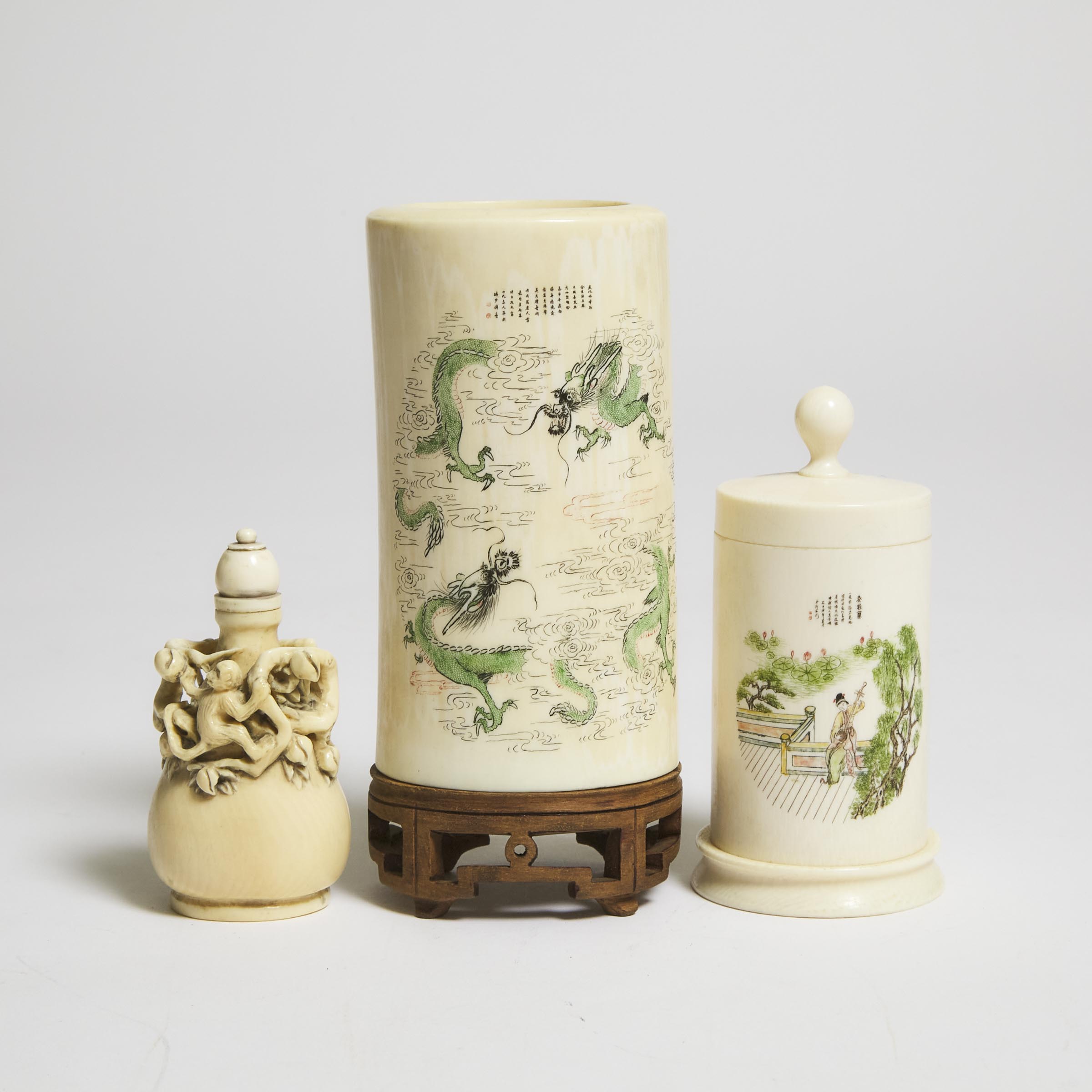 A Group of Three Ivory Vessels,