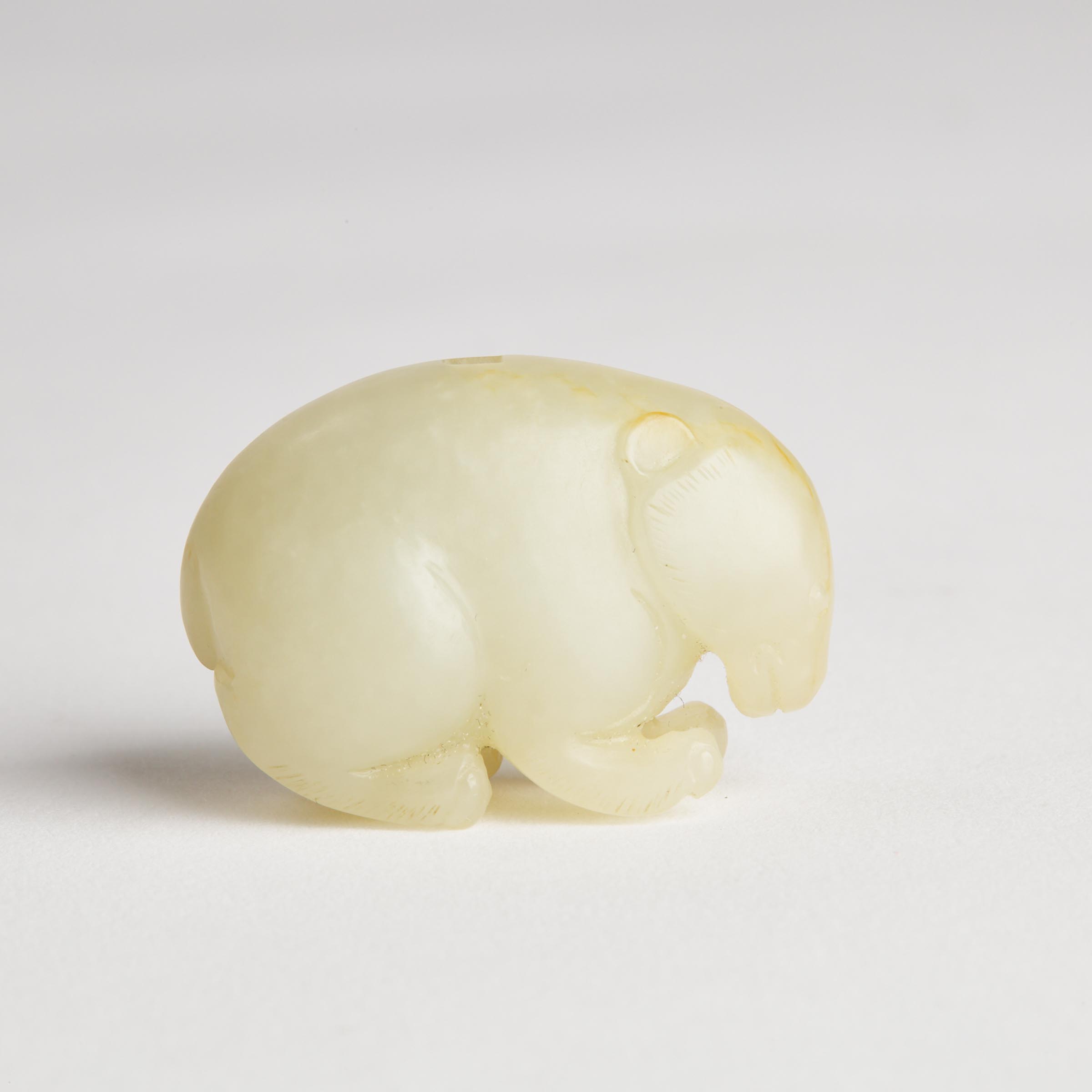 A Small White Jade Carving of a