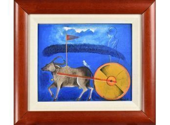 Modern Indian school oil ox with 3acec2