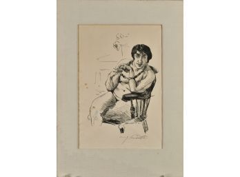 An unframed lithograph of a woman 3acebb