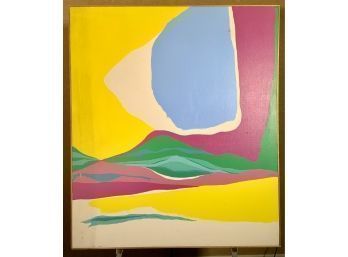 A brightly color abstract on canvas,