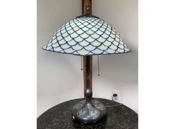 A leaded glass lily pad lamp base