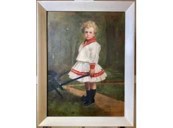 19th C oil on canvas young girl 3acf69