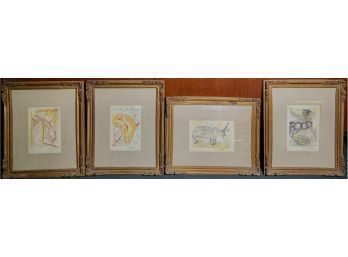 Four signed Salvador Dali colored