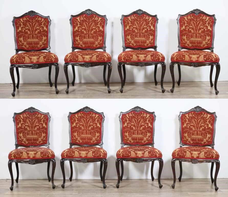 EIGHT LOUIS XV STYLE DINING CHAIRSEight