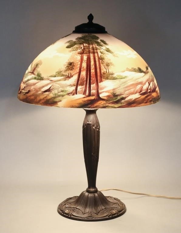 B&H STYLE LAMP WITH HAND PAINTED SHADEBradley