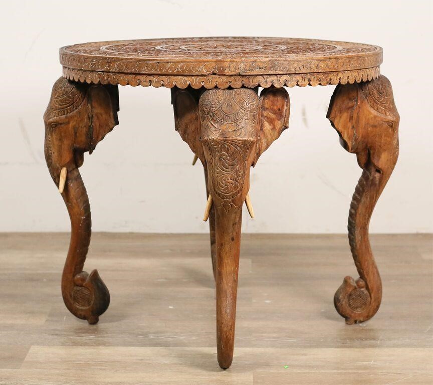 CARVED ANGLO-INDIAN STYLE ELEPHANT