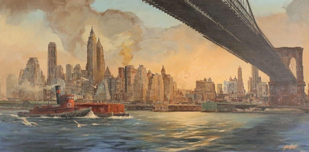 SIGNED GOGOS OIL ON CANVAS NY CITYSCAPEOil