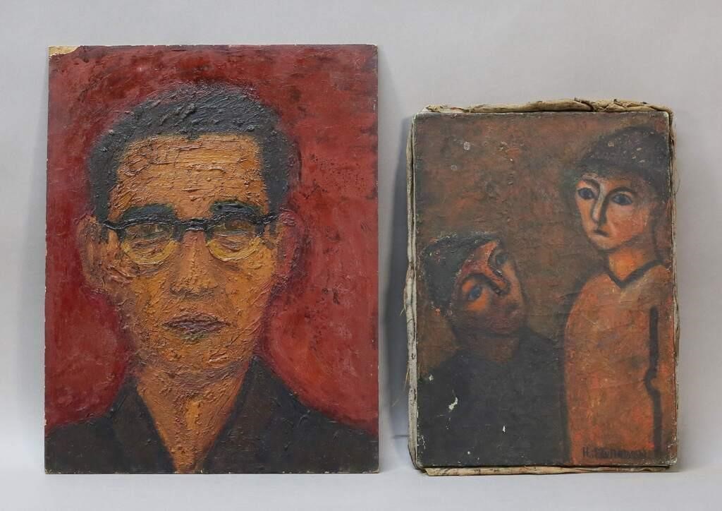 2 JAPANESE OIL PAINTINGS PORTRAITS2 3ad12a