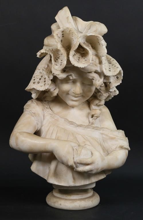 ALABASTER BUST OF A GIRLAlabaster bust