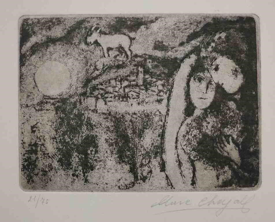 MARC CHAGALL ETCHING LES AMOUREUX