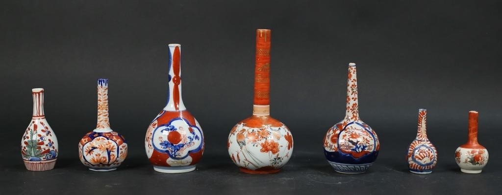 7 JAPANESE PORCELAIN BOTTLE VASES