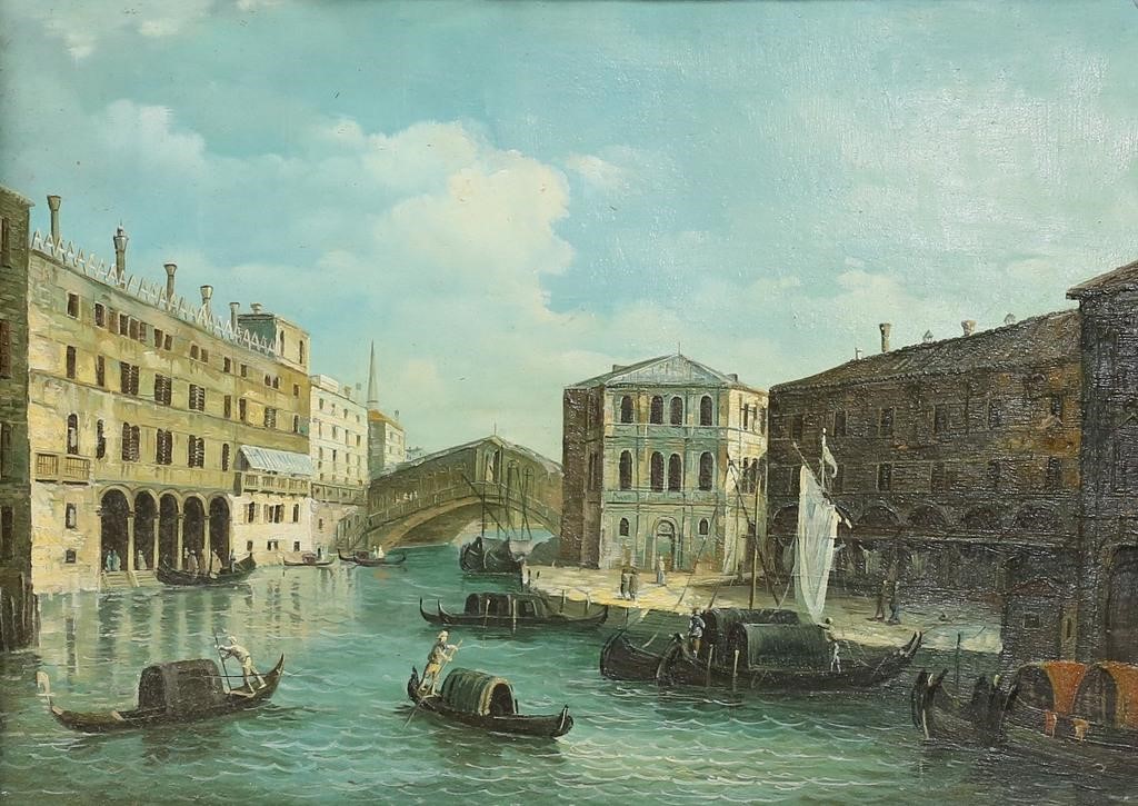 AFTER CANALETTO OIL ON WOOD PANEL
