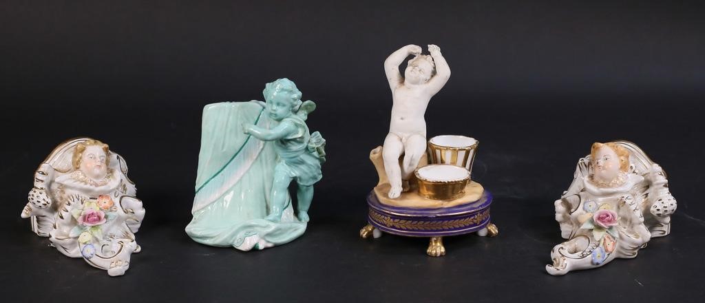 LOT OF PORCELAIN CHERUBSPair of