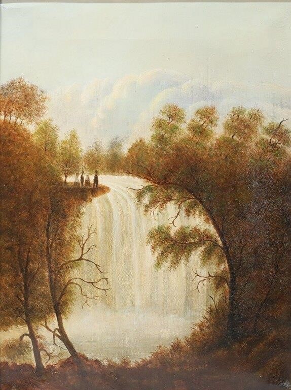 OIL ON CANVAS WATERFALL IN LANDSCAPEOil 3ad210