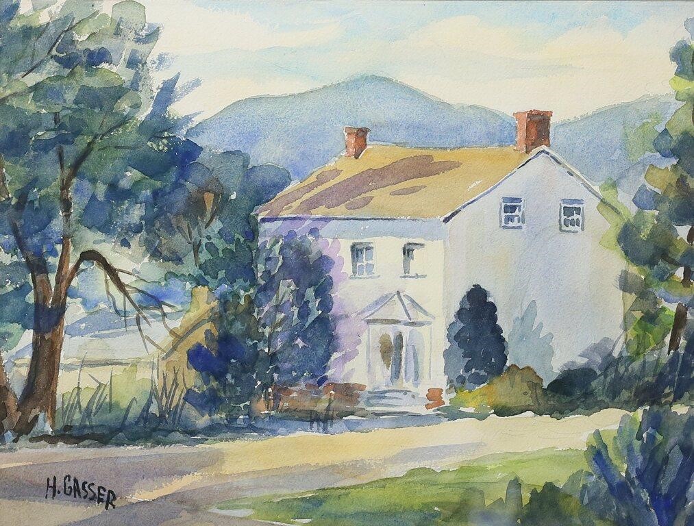 HENRY GASSER WATERCOLOR HOUSE IN