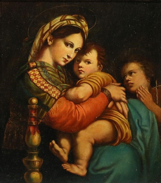 AFTER RAPHAEL OIL ON CANVAS MADONNA 3ad236