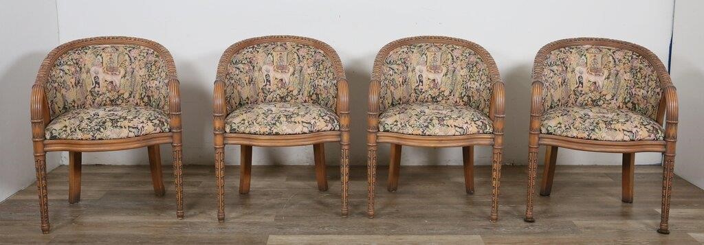 4 LOUIS XVI STYLE CLUB CHAIRS4 Louis