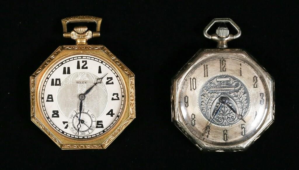 2 ART DECO POCKET WATCHES WALTHAM 14K