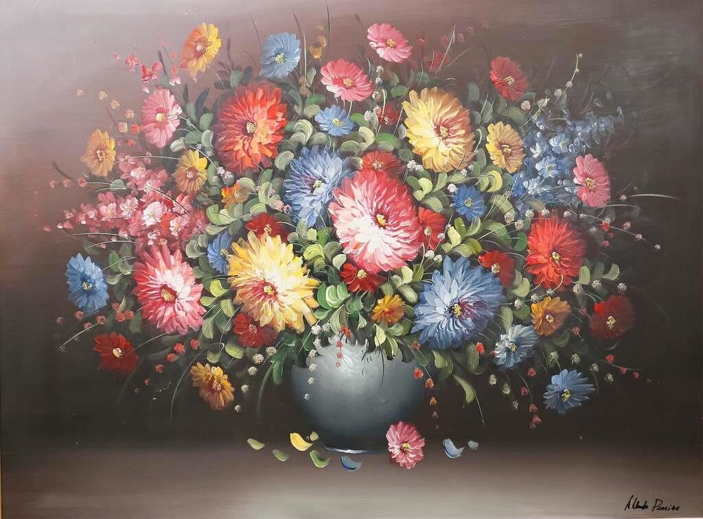 ACRYLIC ON CANVAS FLOWER BOUQUETAcrylic