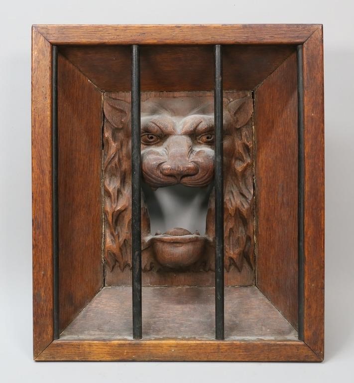 CAGED LION WOOD CARVINGWood carving 3ad478