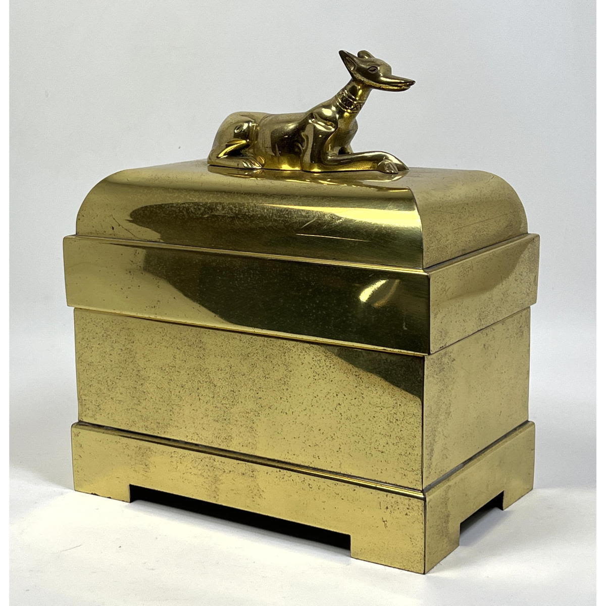 CHAPMAN Brass Lidded Box Dog Finial  3ad4d6