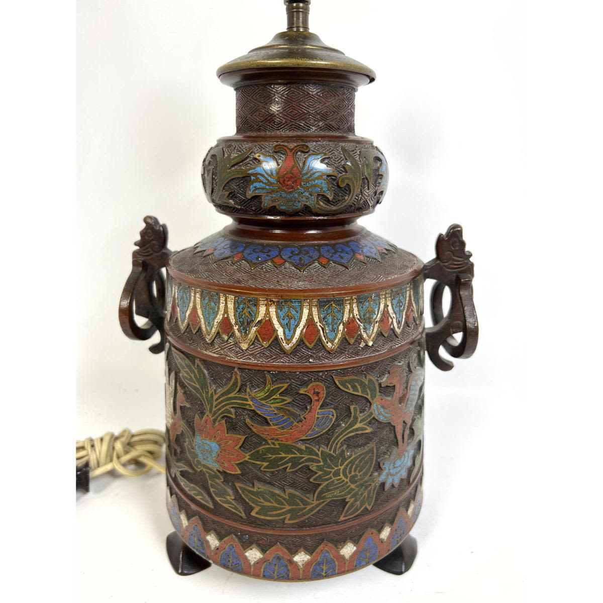 Champleve Cloisonne Antique Table Lamp