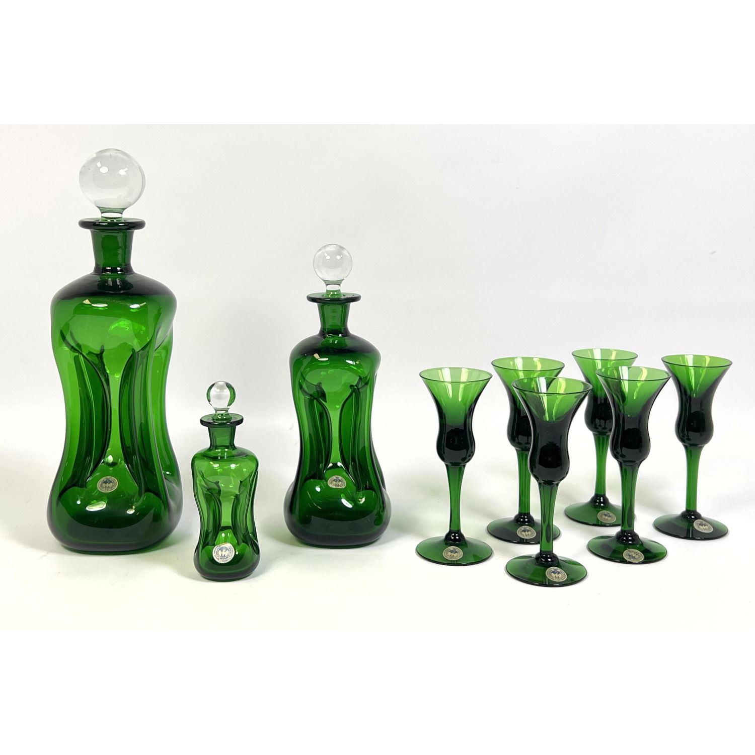 9pc Green Glass KASTRUP HOLMEGAARD