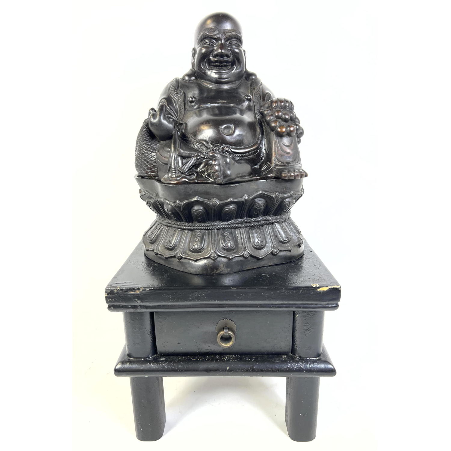 2 part Bronze Buddha Sculpture 3ad4f1