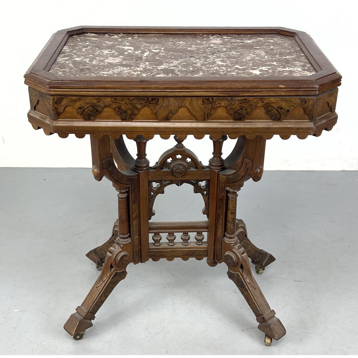 Carved Walnut Marble Top Victorian 3ad50c