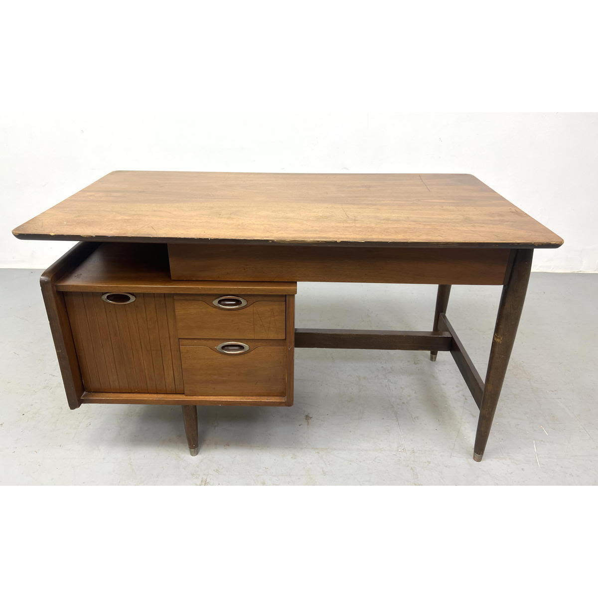 American Modern Walnut Desk. Cantilever
