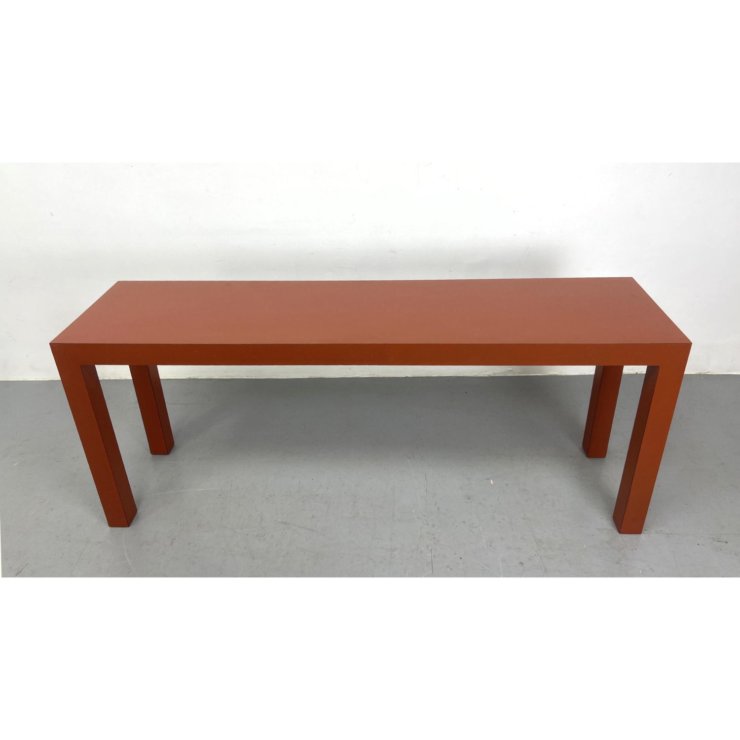 Rust color laminate parsons table.