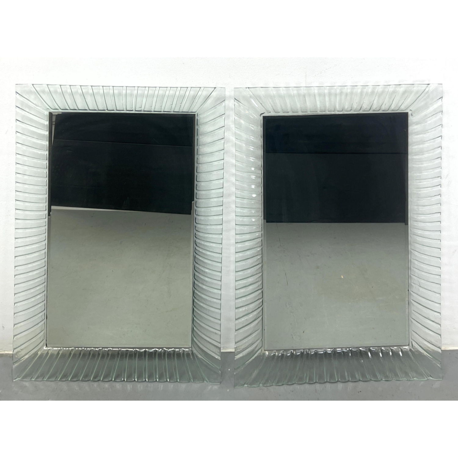 Pair Frosted Glass Framed Wall 3ad551