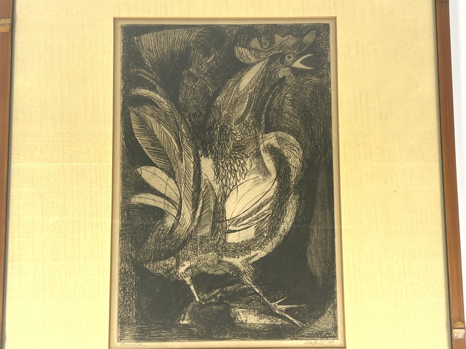 LEE Du SELL Vintage Etching Rooster  3ad55a