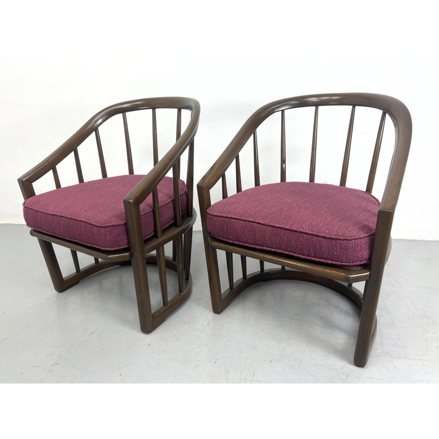 Pr Spindle Barrel Back Lounge Chairs  3ad555