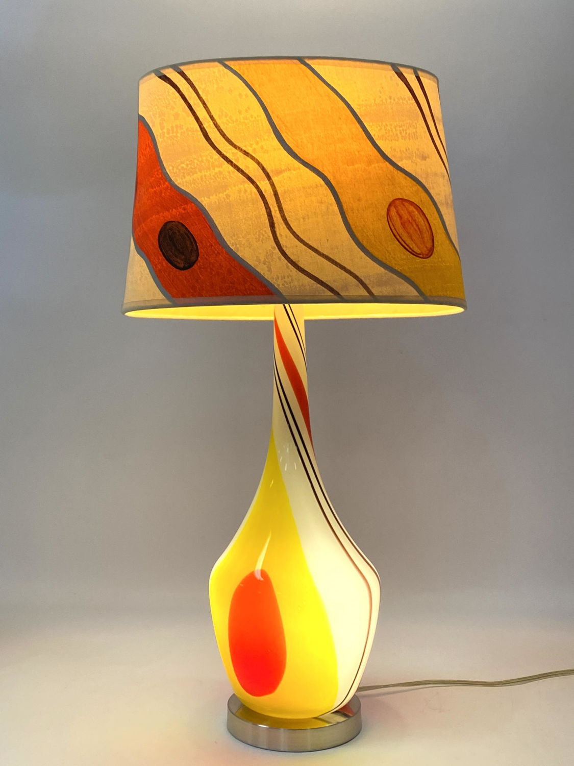 Colorful Op Art Table Lamp. Glass