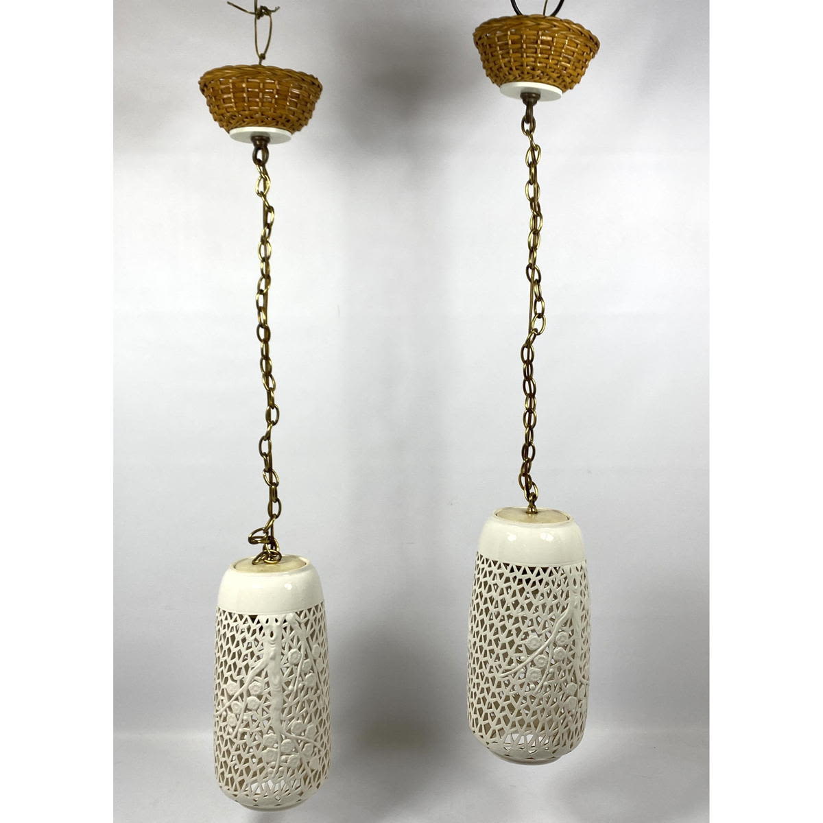 Pair Asian Style Pendant Lamps.