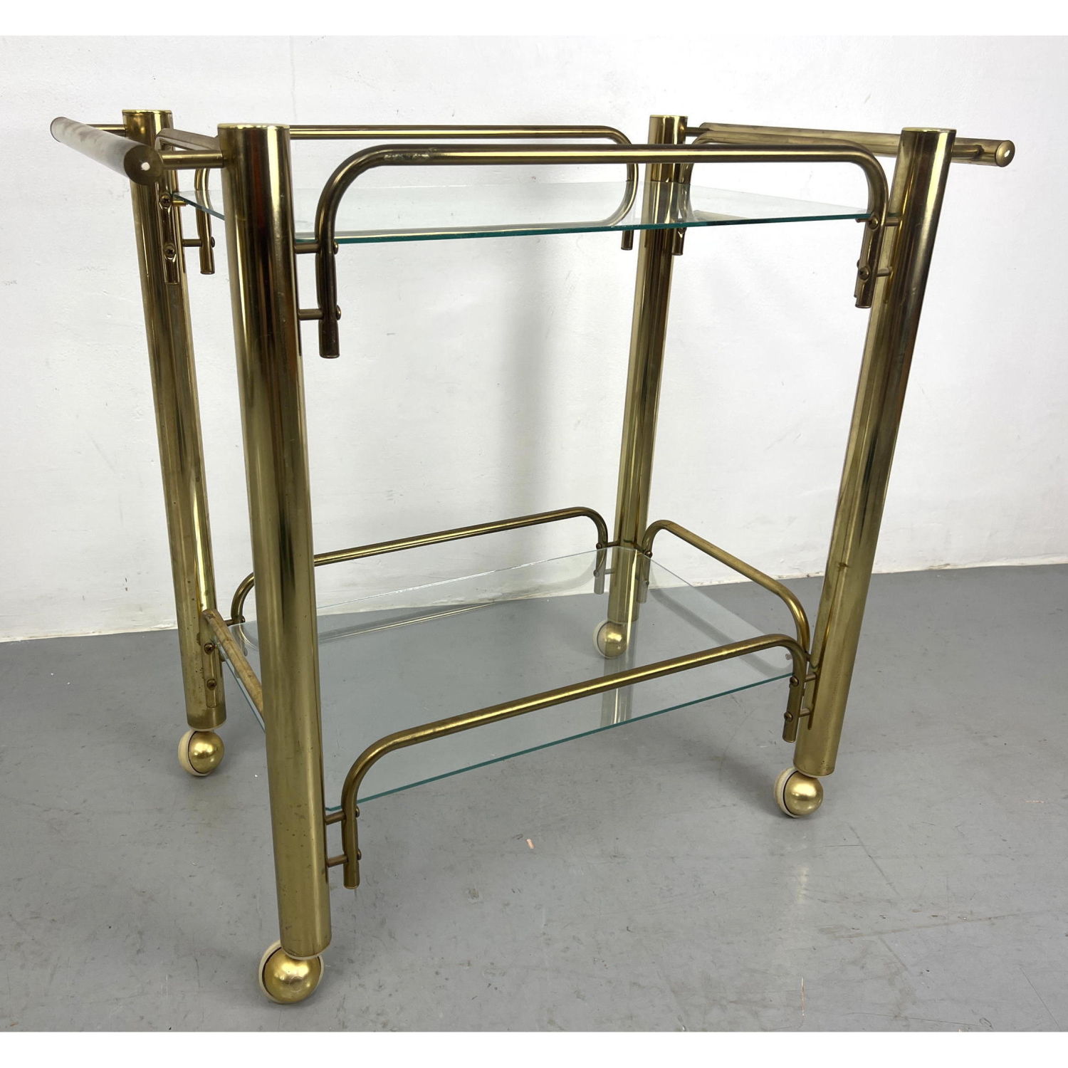 Brass Finish Rolling Bar Cart Server.