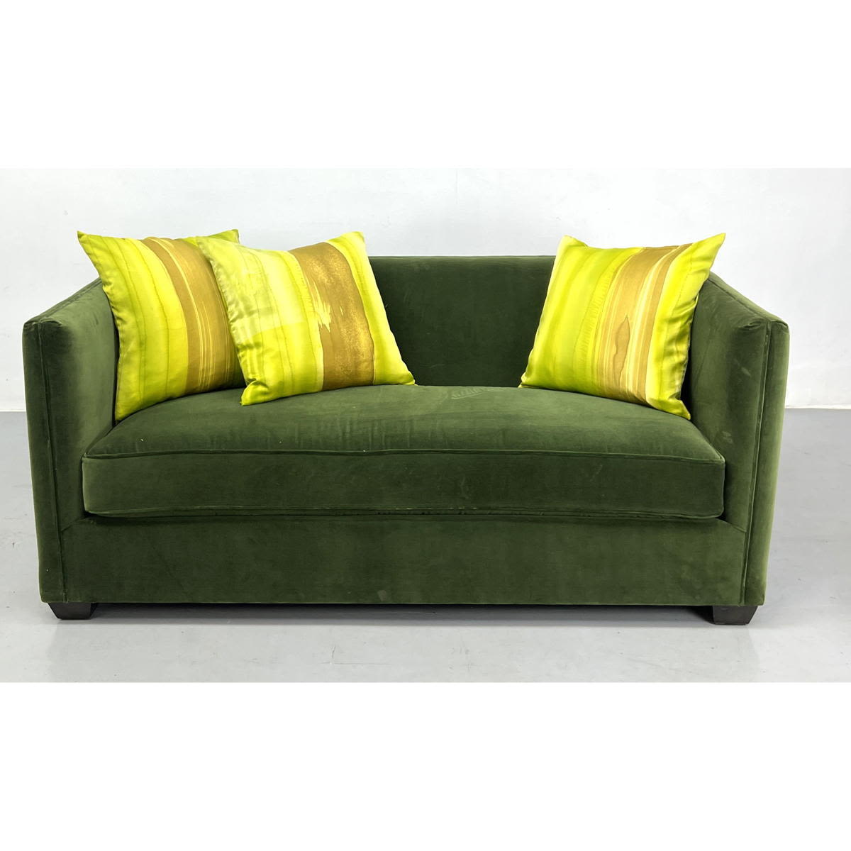 Green Velvet Modernist Love Seat  3ad5fa