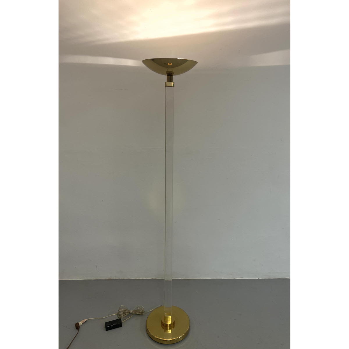 Italian Lucite and Brass Torchiere Floor